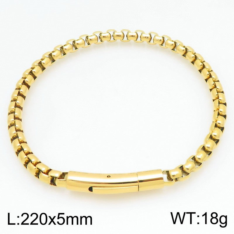 Stylish & Lettering Necklace – Hip-Hop Square Pearl Chain Bracelet