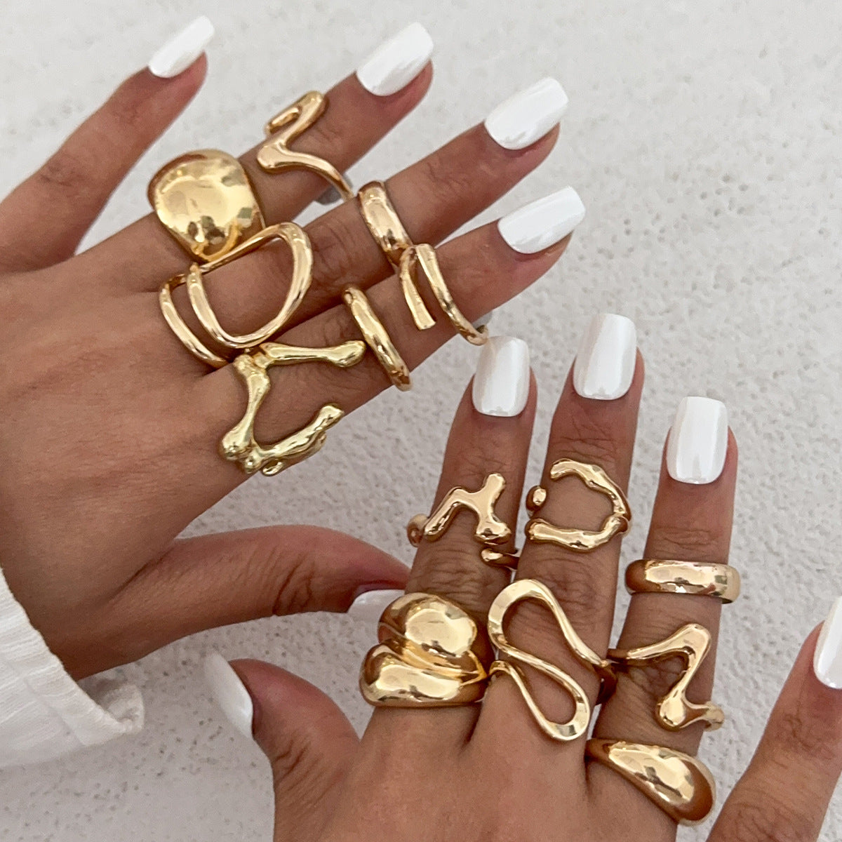 Planderful Vienna Verve Geometric Ring With Liquid Joint Design For Women Modern Minimal Metal Jewelry