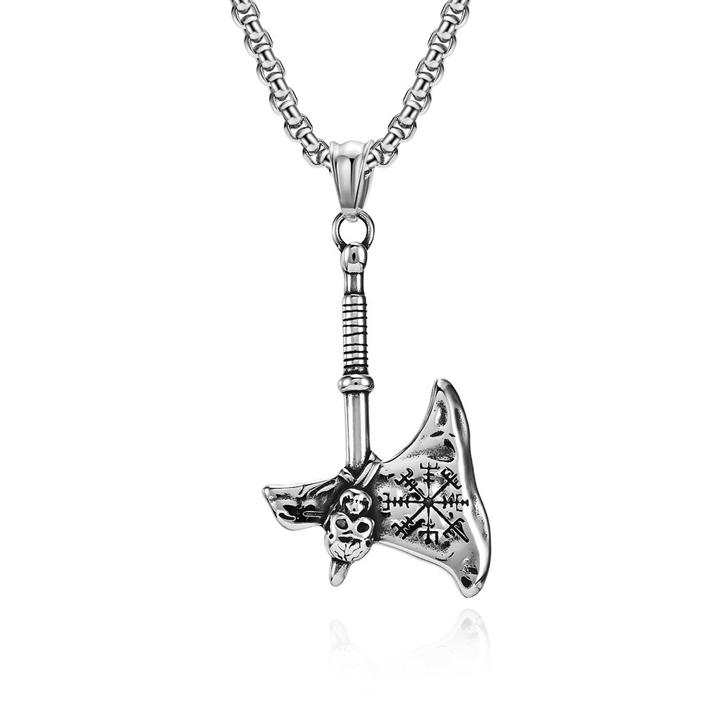 Viking Axe Necklace By Planderful Everyday Genie Steel Skull Pendant For Unisex Wearers Protection Charm
