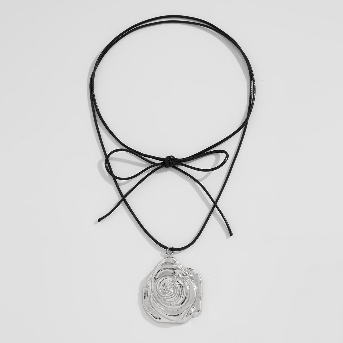 Sculptural Bow & Rose Pendant Choker