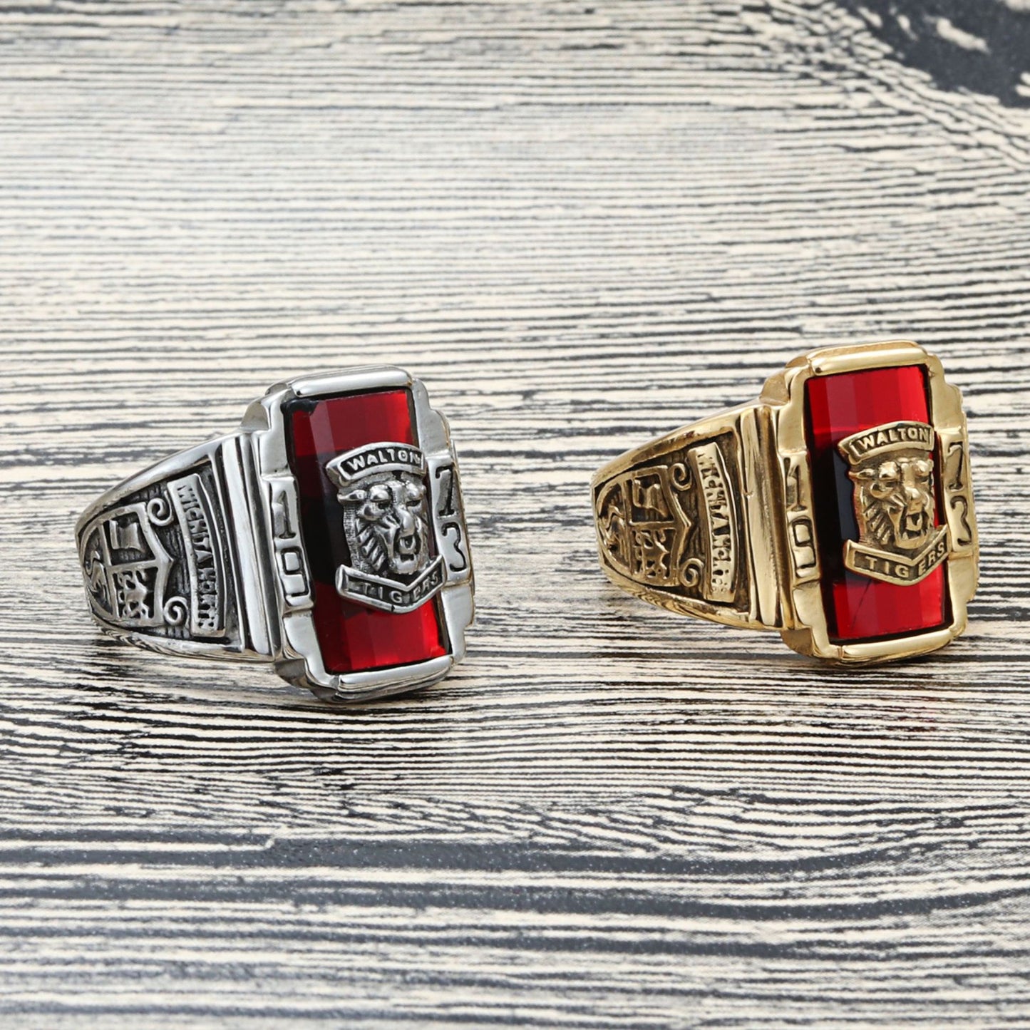 Titanium Steel Multi-Color Gemstone Lion Ring for Men - Retro Punk Style