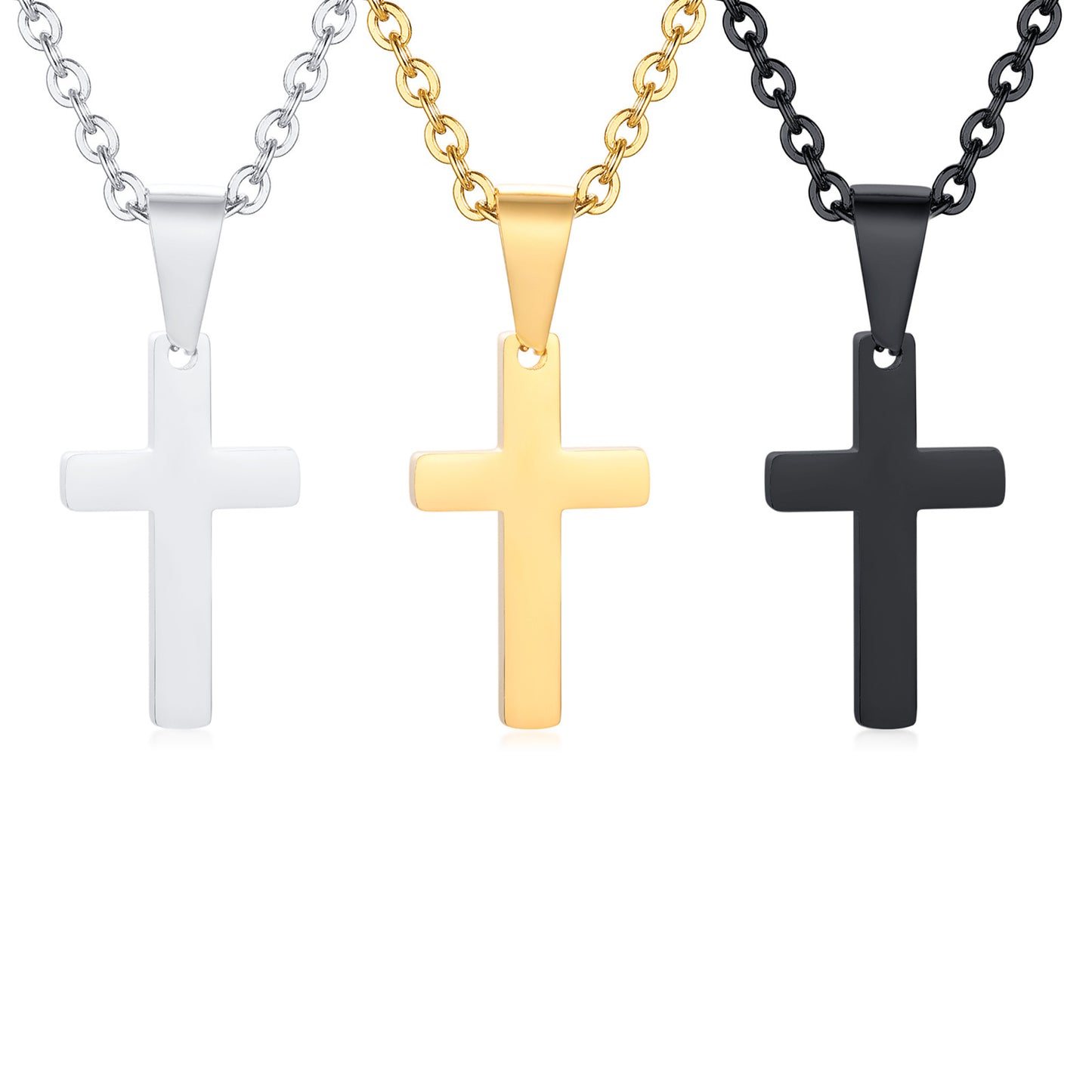 Stainless Steel Cross Black Ladies Steel Necklace Wholesale