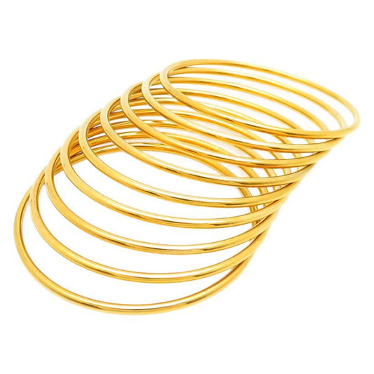 Planderful Everyday Genie Personalized 18K Gold Plated 3mm Round Multi Layer Steel Bracelet For Men And Women
