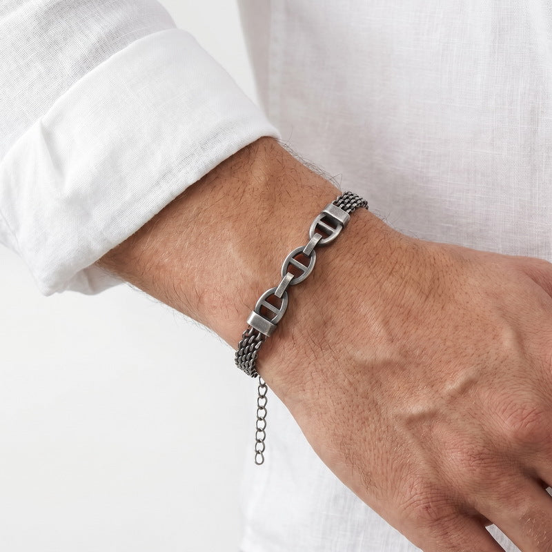 Mesh Chain – Pig Nose Curved Bar Stainless Steel Men's Strap Chain Bracelet