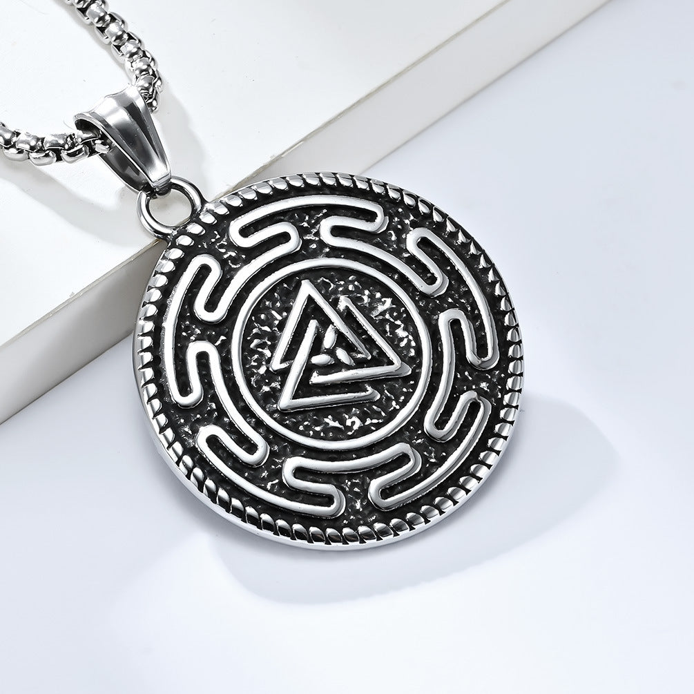 Nordic Viking Wolf Head Pendant Titanium Steel Necklace for Men