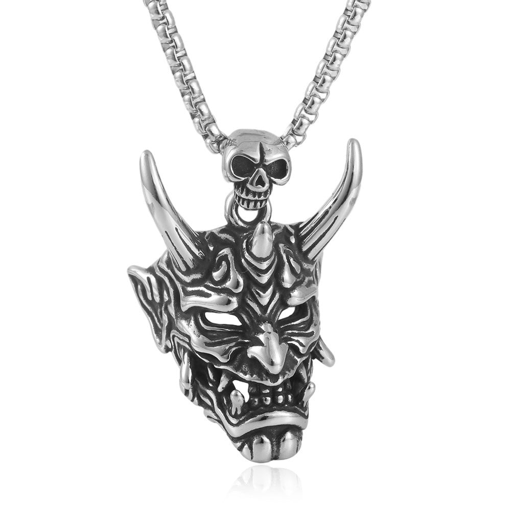 European And American Stainless Steel Cow Ghost Mask Pendant