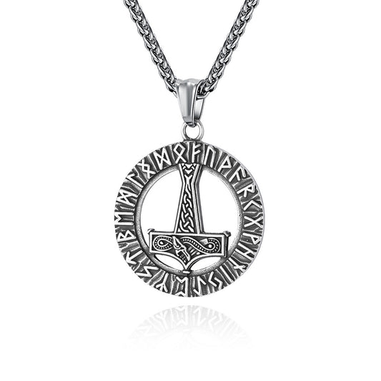 Cross-Border Retro Nordic Viking Rune Stainless Steel Necklace