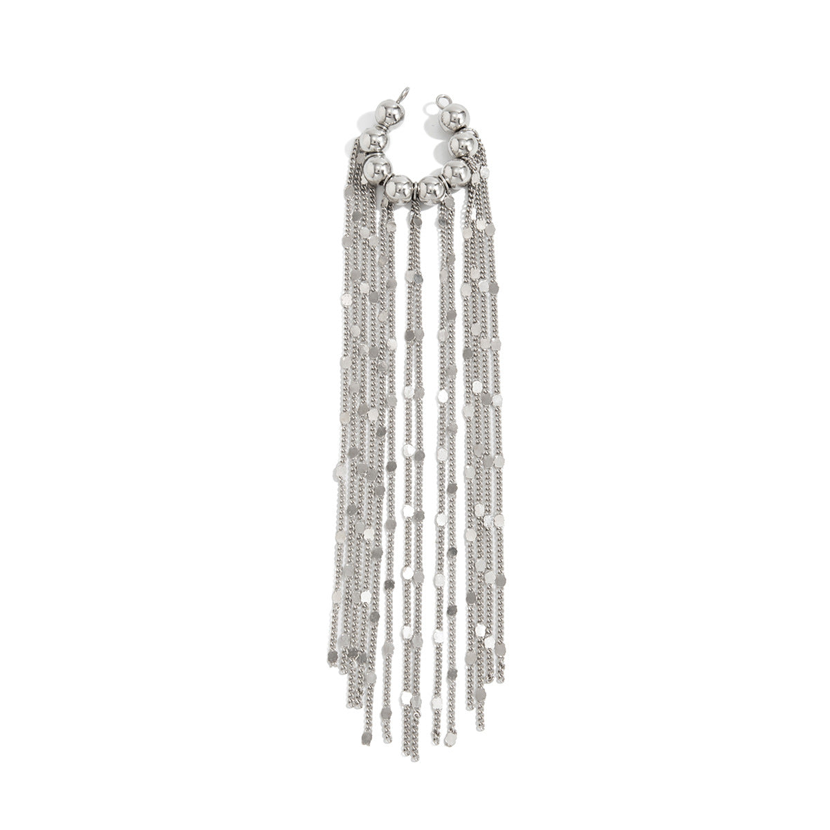 Planderful Vienna Verve Ear Clip Beaded Long Chain Fringe C Shape Non Pierced Jewelry For Women