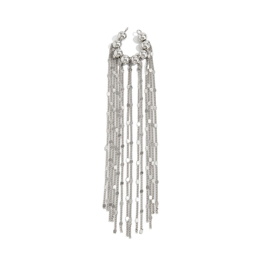 Planderful Vienna Verve Ear Clip Beaded Long Chain Fringe C Shape Non Pierced Jewelry For Women