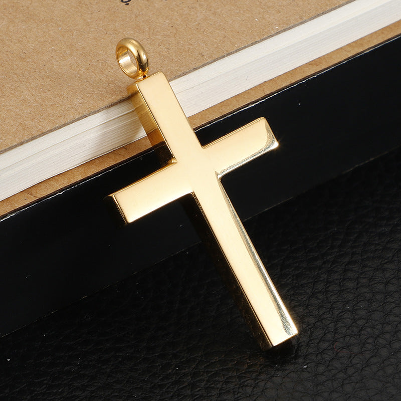 Stylish Men's Titanium Steel Cross Pendant Necklace - European and American Design