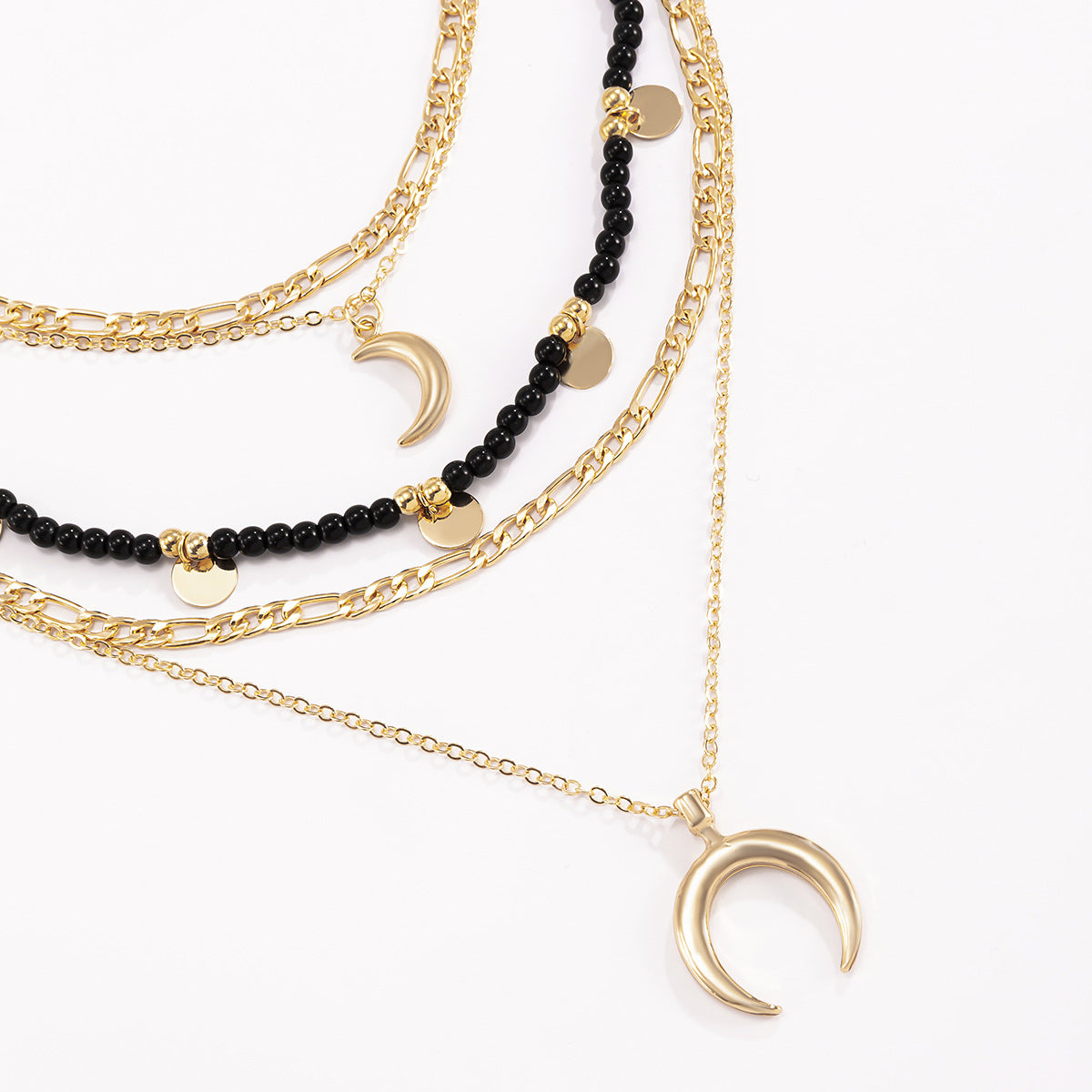 Moon Pendant Necklace Beaded Multi Layer Design By Planderful Vienna Verve For Women Bold Statement Jewelry