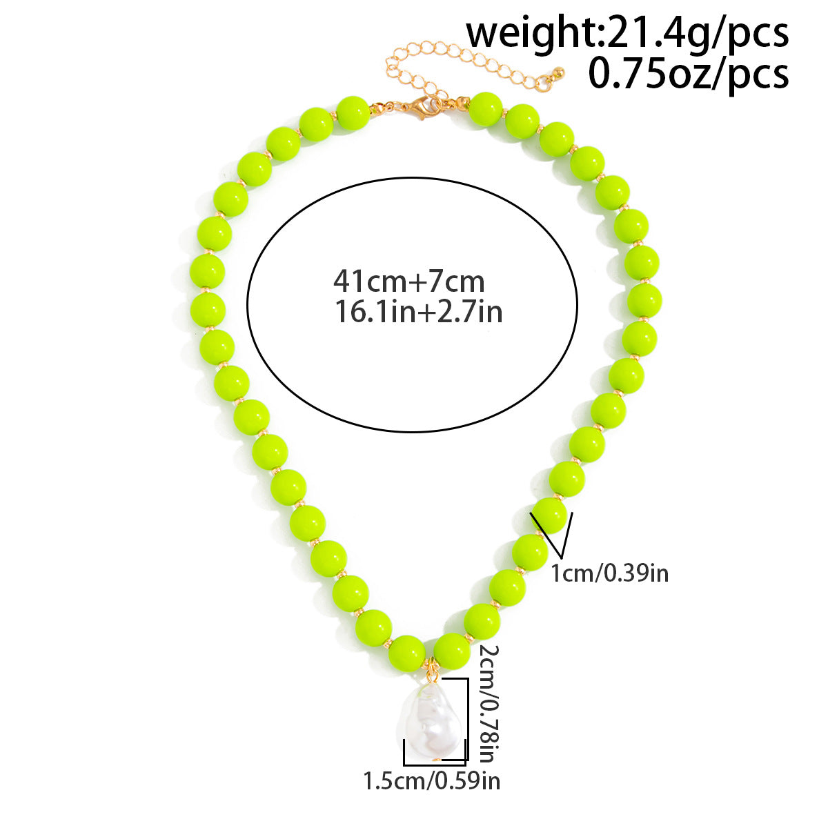 Colored Round Beads Pearl Necklace Dopamine Beaded Holiday Wind Necklace