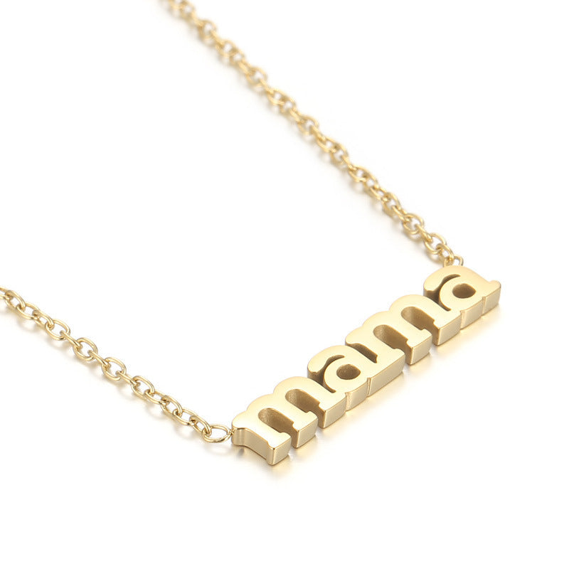 Source Factory 18k Gold Electroplated Stainless Steel Mama Letter Pendant Necklace Mother'S Day