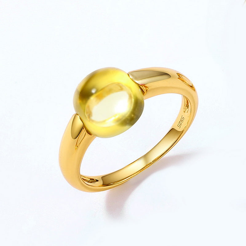 S925 Sterling Silver Colored Crystal Oval Ring