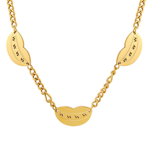 Exquisite Female Hip-Hop Lip Pendant Necklace in 18K Gold Titanium Plating
