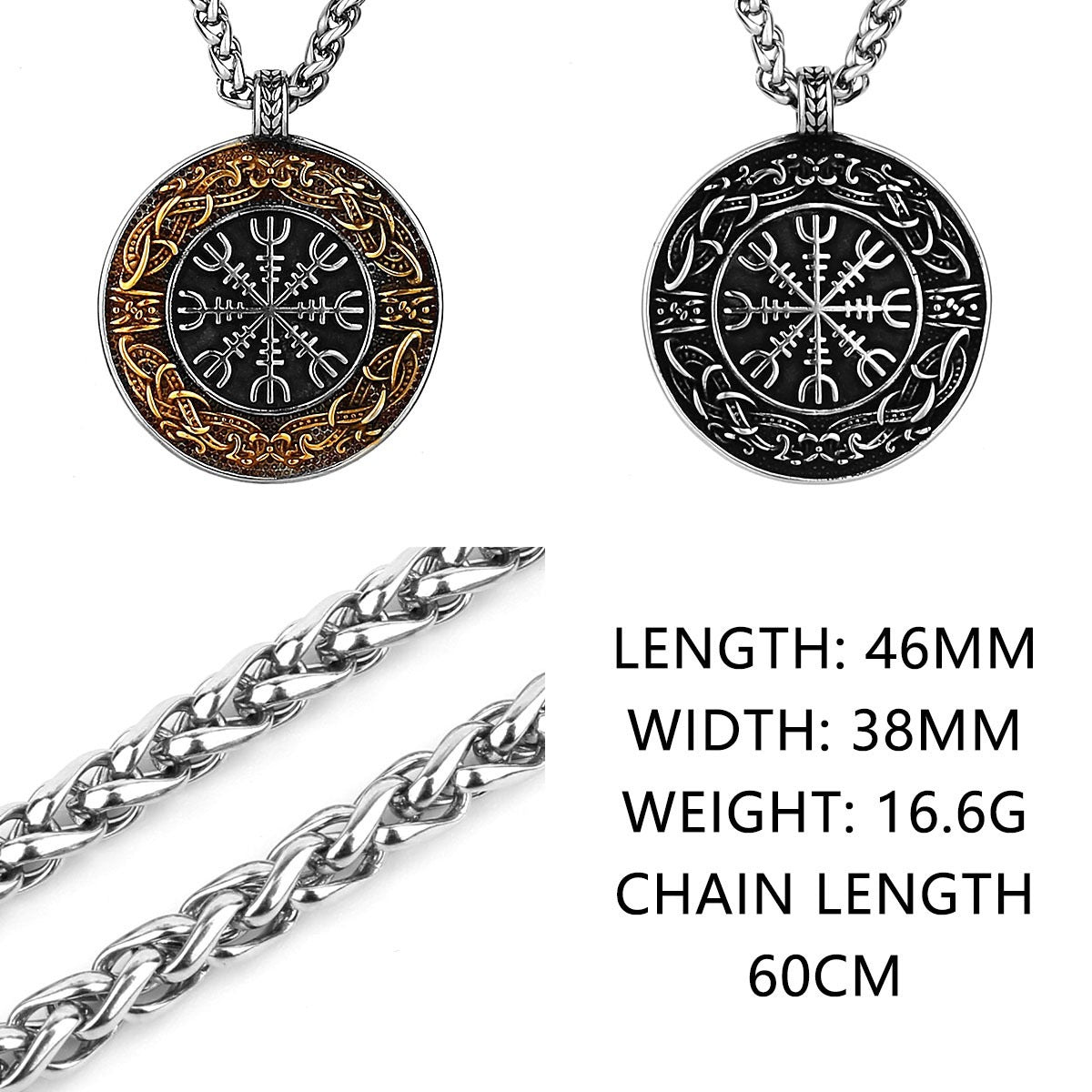 Planderful Viking Compass Pendant Necklace Titanium Steel for Men Durable Symbol of Guidance Norse Style Gift