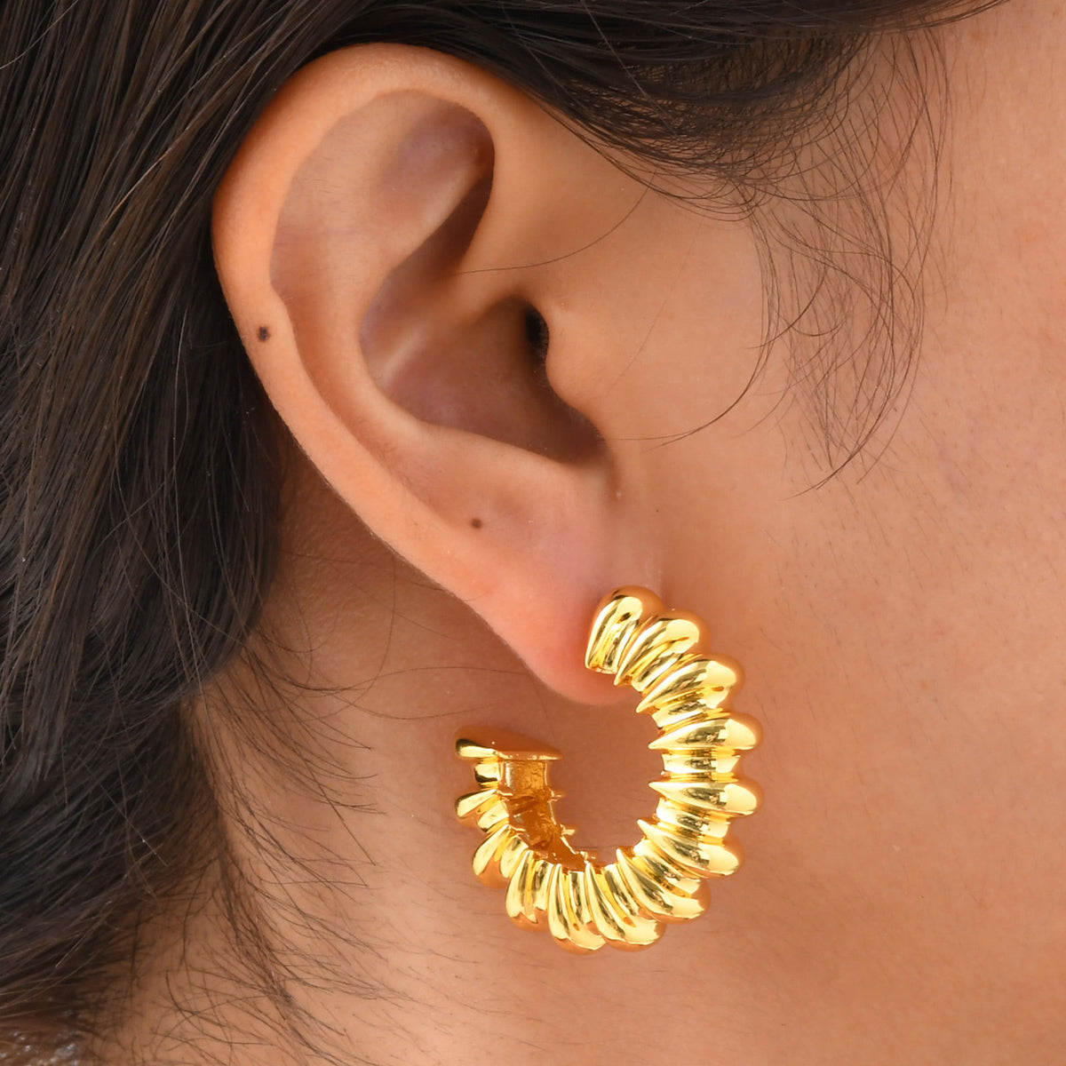 Modern Gold-Tone Stainless Steel Earrings