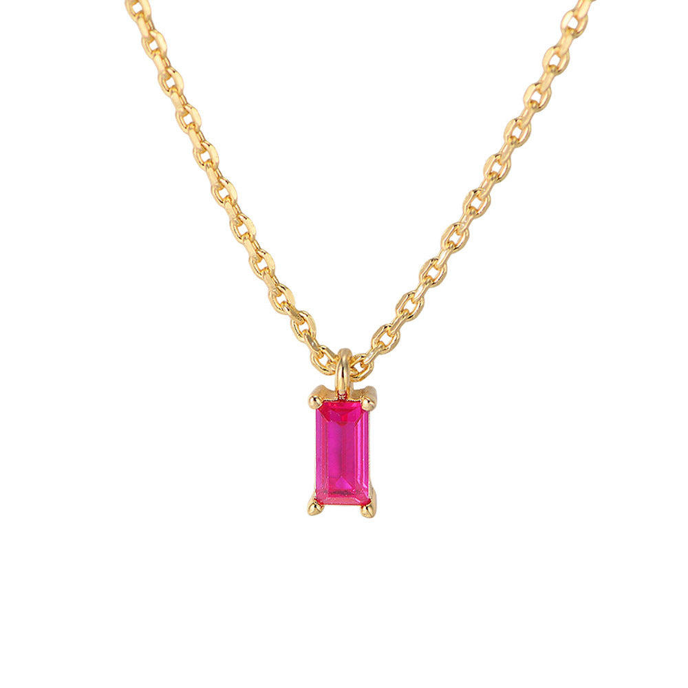 Planderful S925 Sterling Silver Rectangle Zircon Necklace For Women Everyday Light Luxury