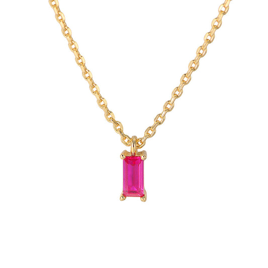 Planderful S925 Sterling Silver Rectangle Zircon Necklace For Women Everyday Light Luxury