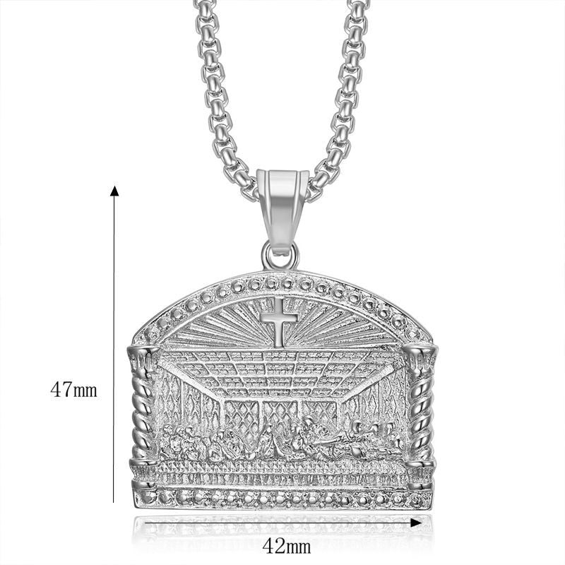 Planderful Everyday Genie Hip Hop Necklace Stainless Steel Gold Plated Zircon Thirteen Apostles Pendant For Him And Her