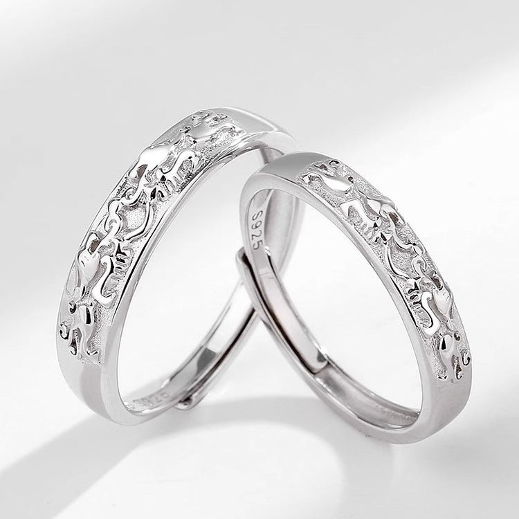 925 Sterling Silver Pixiu Couple Ring for Men and Women
