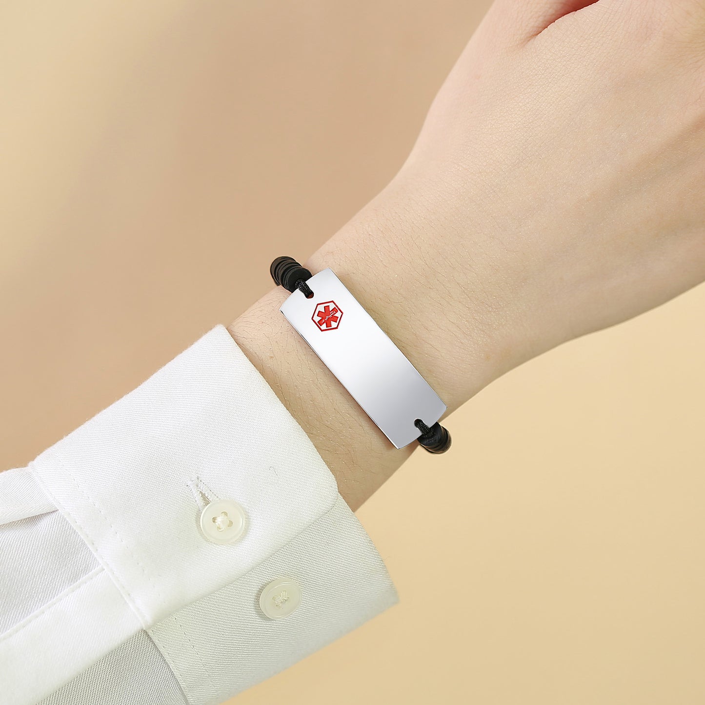 Adjustable Hand Rope Medical Logo Silicone Ring Bracelet for Men