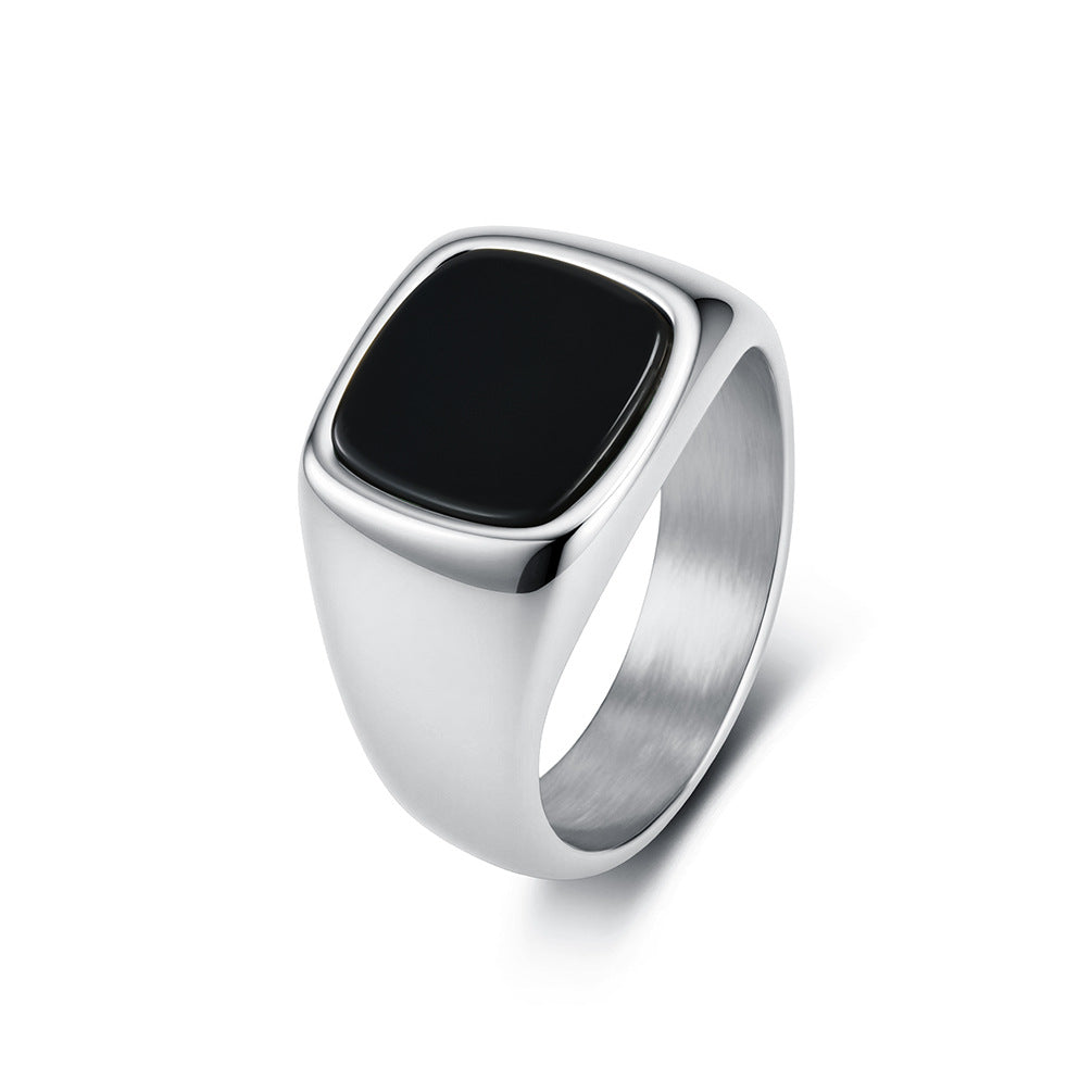Seal Gemstone Stainless Steel Ring
