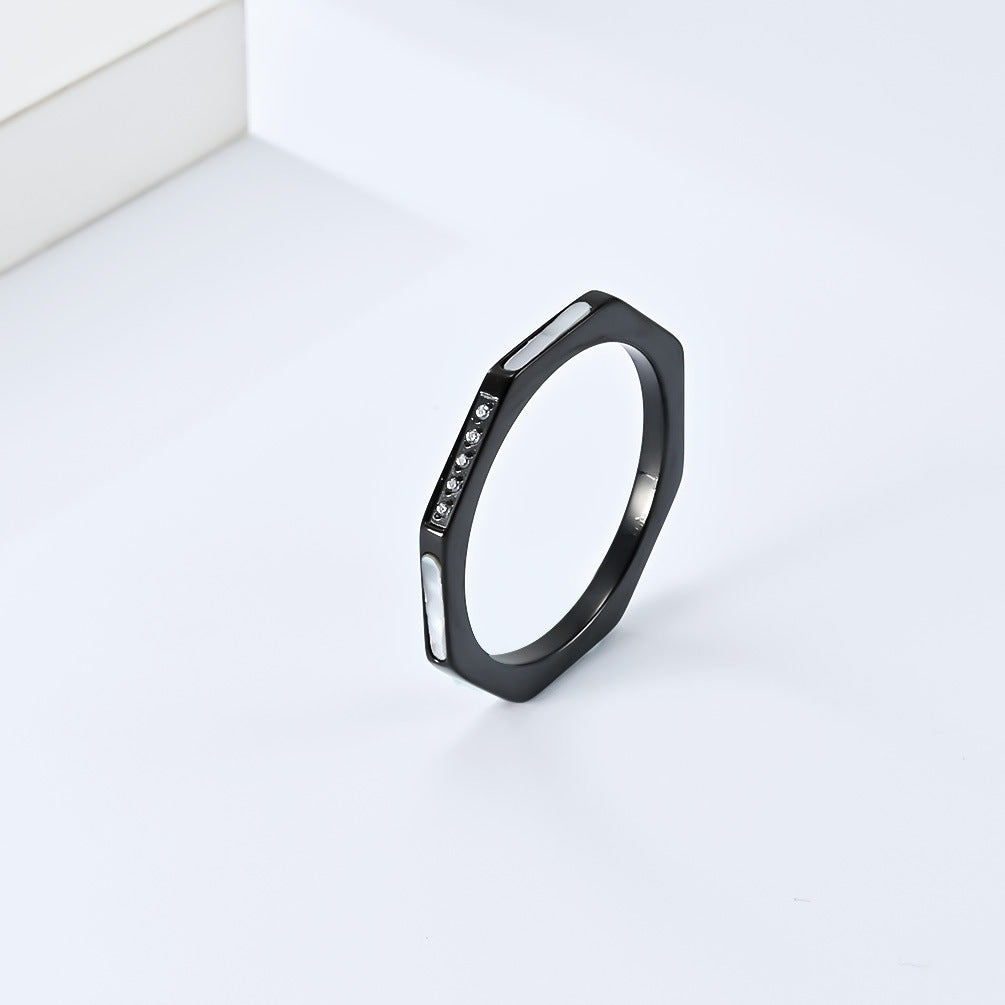 Planderful Zircon Inlaid Steel Ring For Women Everyday Genie Collection Romantic Light Luxury Hand Jewelry