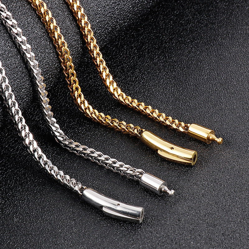 Trend 3mm Positive And Negative Keel Necklace, Hip-Hop Simple Electroplated Magnet Buckle Titanium