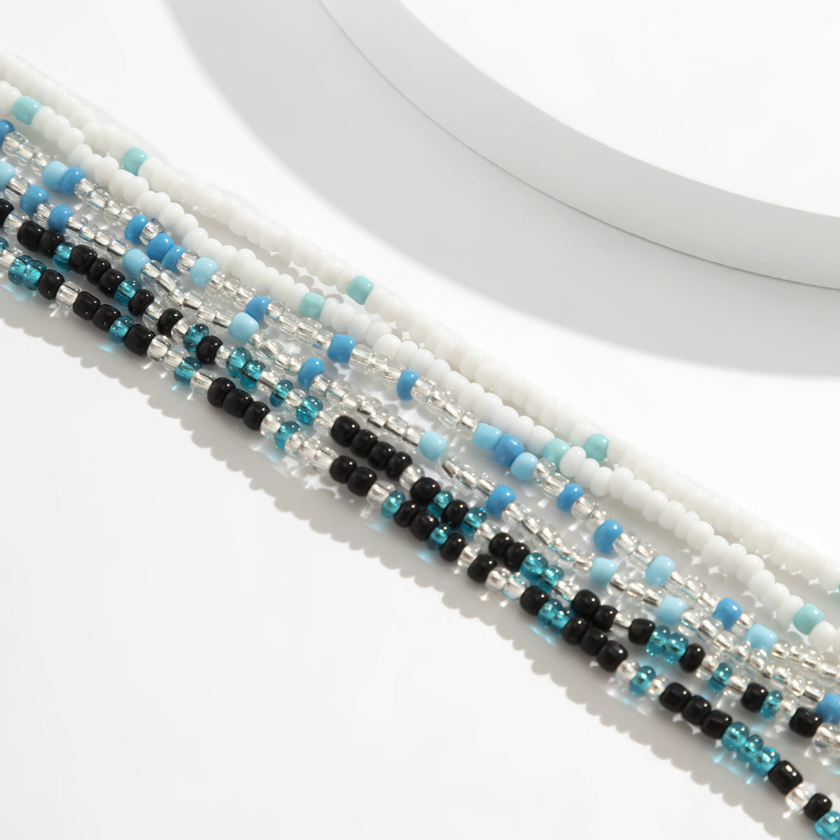 Elastic Waist Chain with Beige Beads and Multi-layer Body Chain for Women, European and American Style Jewelry