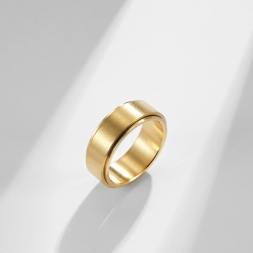 Planderful Dynamic Rotatable 8mm Titanium Steel Ring Matte Brushed Decompression For Men