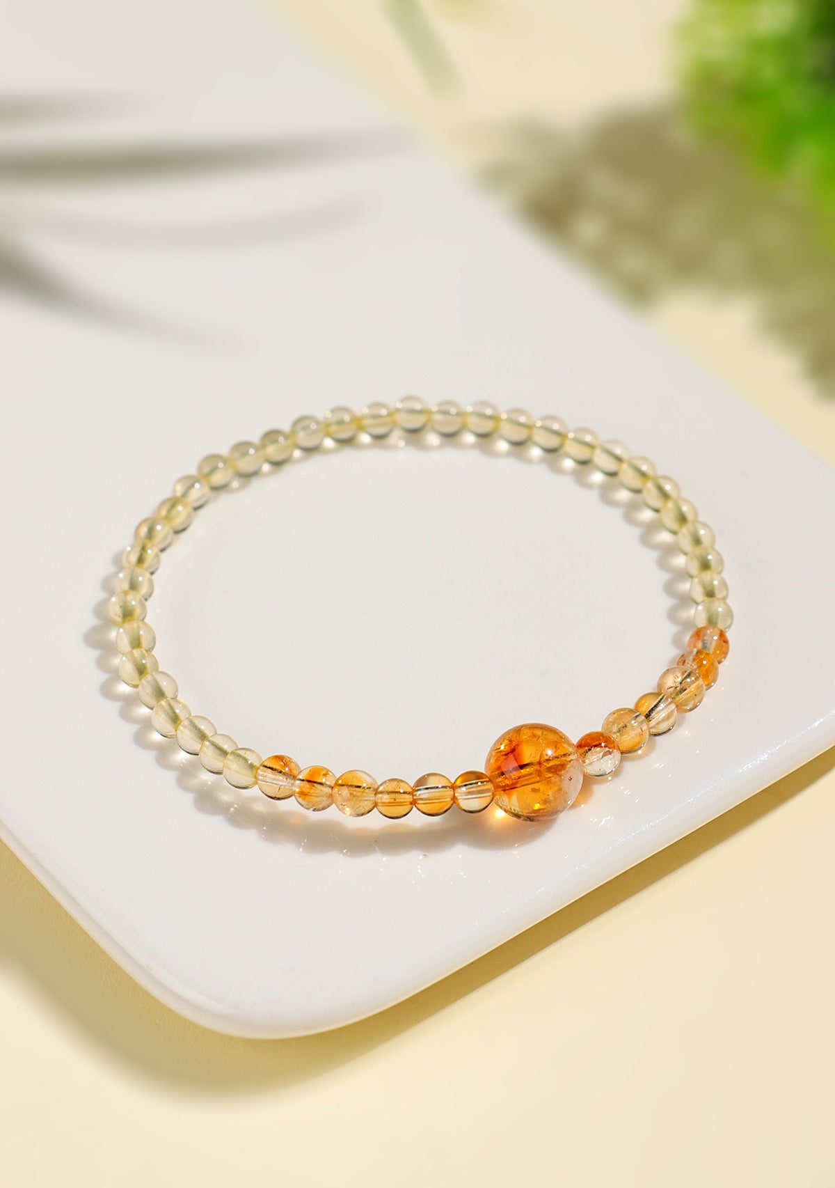 4 mm Citrine & Green Rutilated Quartz Bracelet