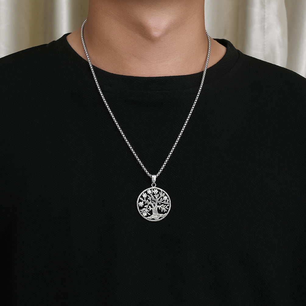 Planderful Celtic Tree Of Life Necklace For Modern Hipster Style Enthusiasts Durable Steel Pendant