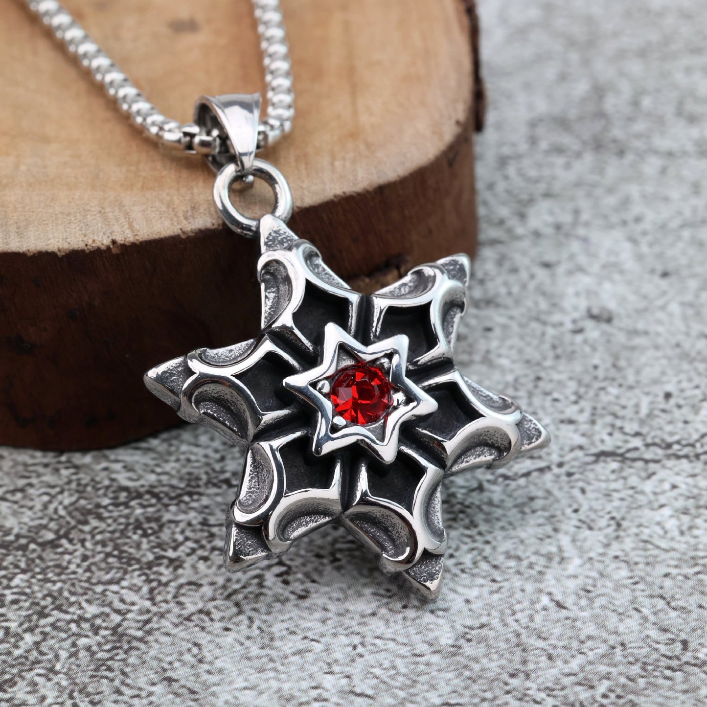 Planderful Hexagram Zircon Pendant For Men Stainless Steel Retro European And American Style