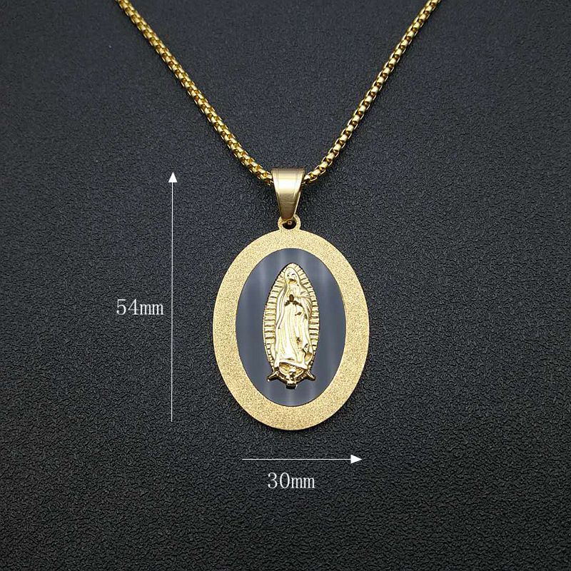 Planderful Everyday Genie Hip Hop Jewelry Stainless Steel Sand Pressed Oval Pendant Necklace For Streetwear Fans