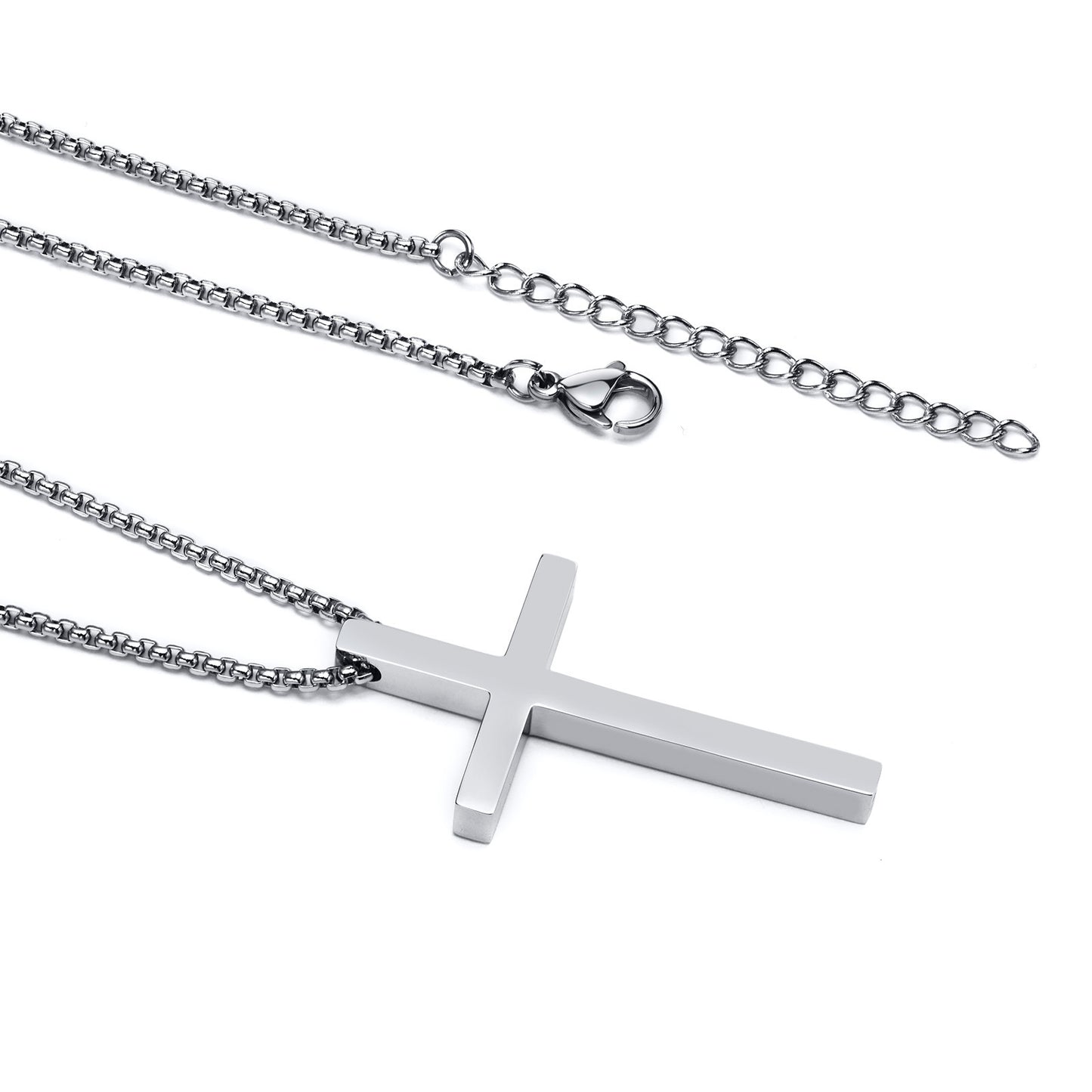 Stainless Steel Bare Cross Pearl Chain Necklace for Men and Women
