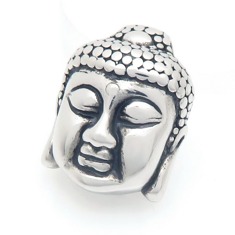 Viking Warrior Helmet Buddha Head Pendant, Dark Gothic Wind Lightning Red Eye Skull Necklace