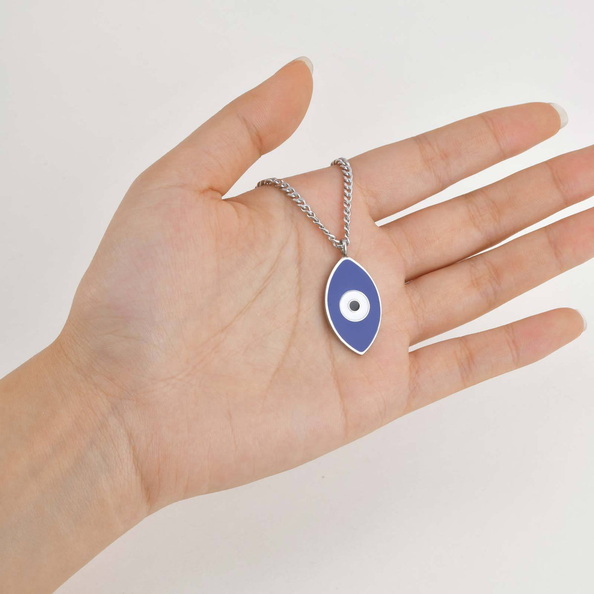In Europe & America Men's Street Hip Hop Stainless Steel Corrosive Epoxy Devil's Eye Necklace
