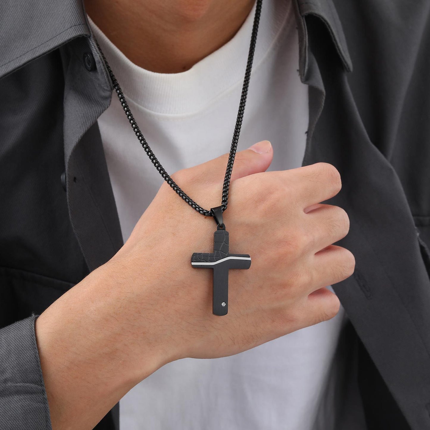 European And American Jewelry Stainless Steel Cross Pendant Necklace For Men
