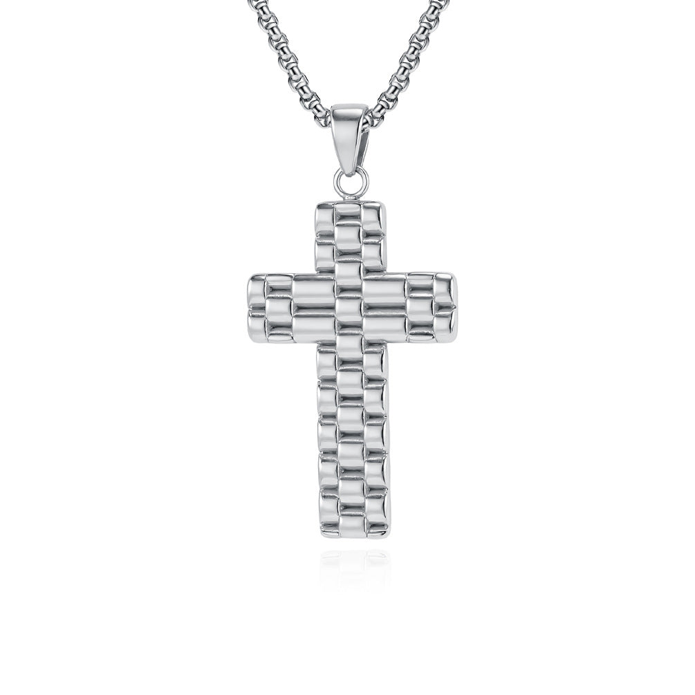 Cross Necklace for Men by Planderful Everyday Genie Steel Pendant Versatile Light Luxury Jewelry for Him