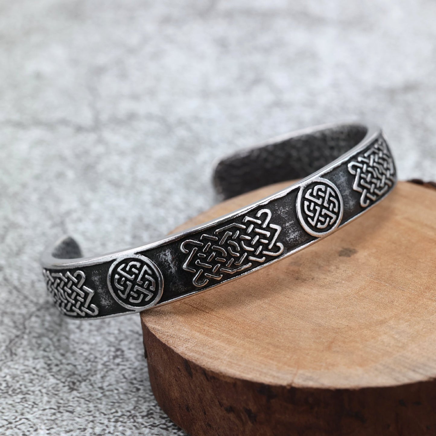 Bracelet Stainless Steel Viking Celtic Knot Unisex Retro For Men And Women Solid Opening C Shape By Planderful Shop