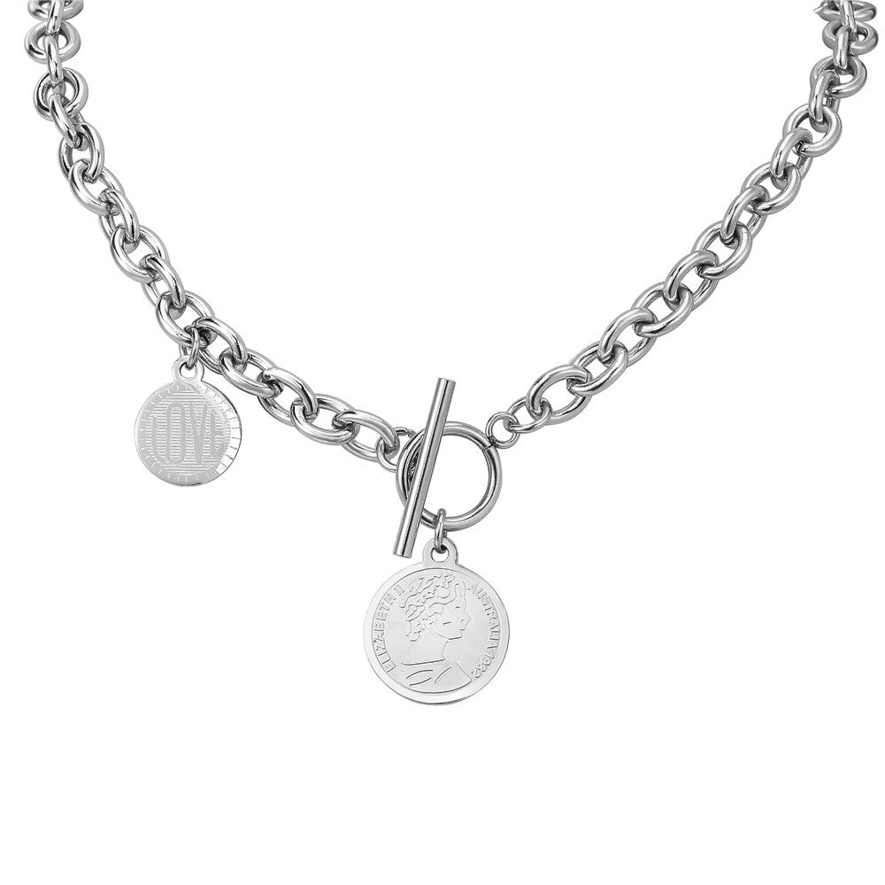 Planderful Titanium Steel Necklace For Women And Men Personalized Portrait Pendant Unisex Minimalist Shield