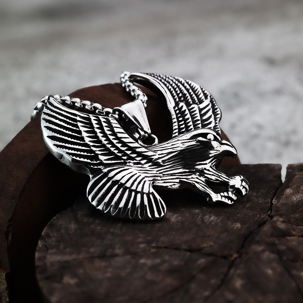Vintage Eagle Wing Stainless Steel Pendant Necklace