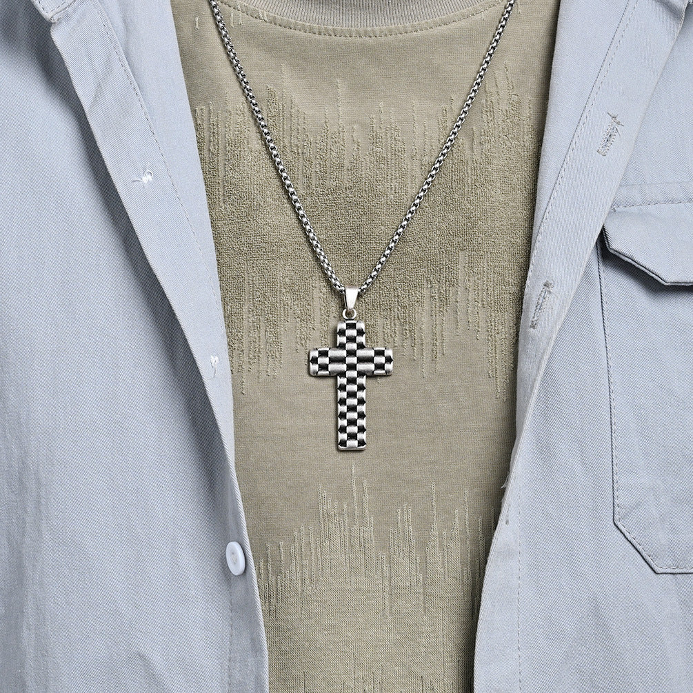 Cross Necklace for Men by Planderful Everyday Genie Steel Pendant Versatile Light Luxury Jewelry for Him