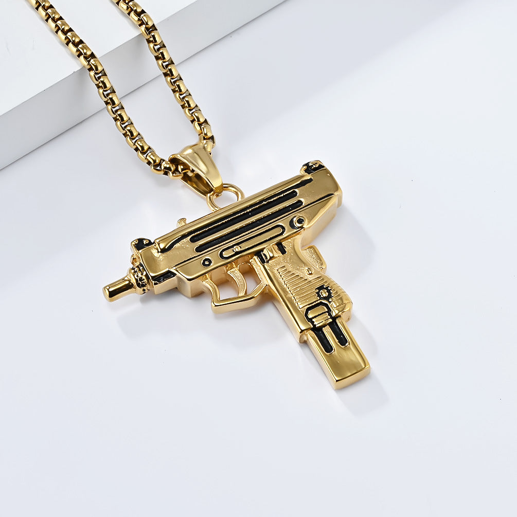 Titanium Steel Uzi Pendant: Elegance Meets Hip-Hop Style