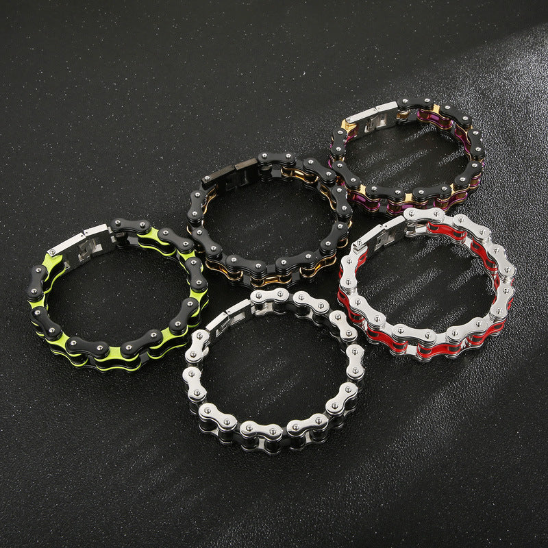 Planderful Men Bicycle Chain Bracelet Street Style Titanium