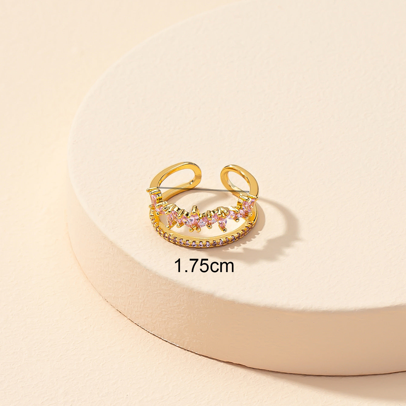 Pink Zirconia Open Ring - Elegant Handcrafted Statement Jewelry for Instagram-Worthy Style