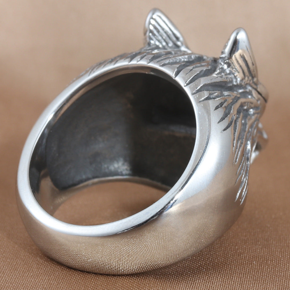 Titanium Steel Retro Wolf Ring for Men - Trendy Personalized Accessories in European and American Style