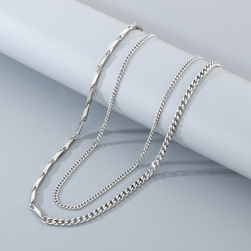 Planderful Layered Cuban Necklace for Men Double Chain Sturdy