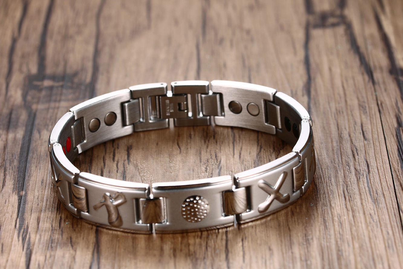 Golf Element Stainless Steel Magnetic Bracelet Room Gold Men's Fashion Trend